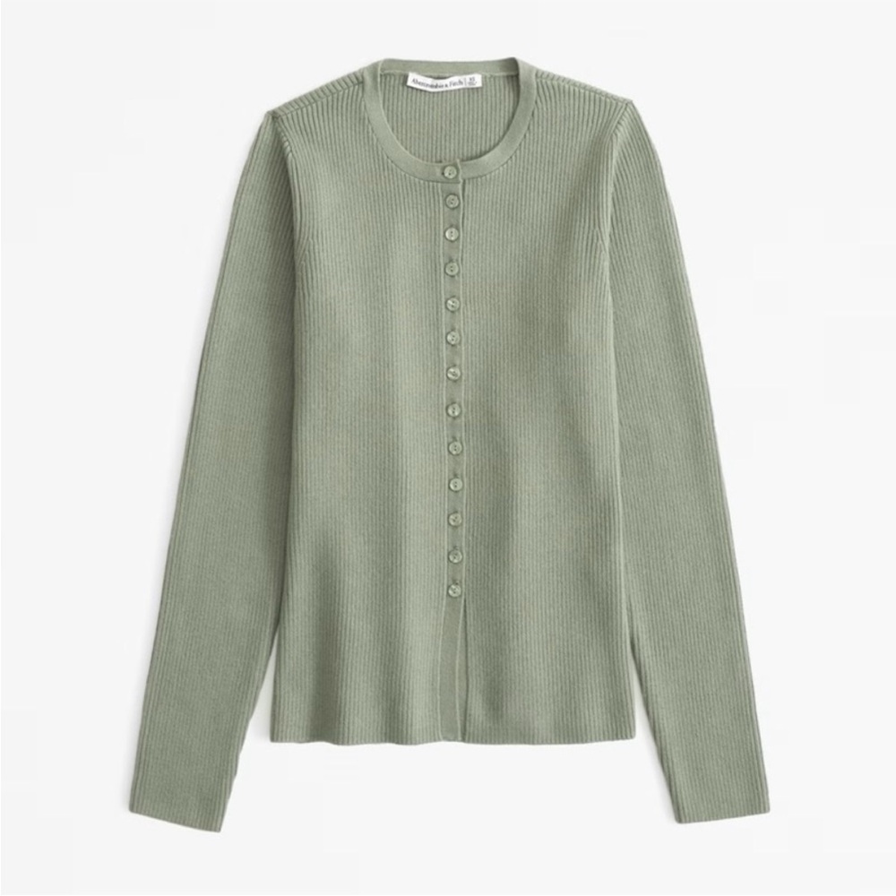 ABERCROMBIE & FITCH Ribbed Cardigan in “Olive Green” | Size S | NWOT